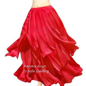 Ameynra Bellydance style skirt. Red chiffon. New